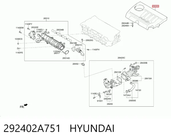 Tapa motor 292402A751 Hyundai/Kia