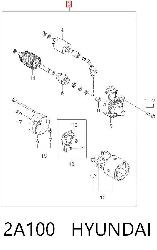 Motor de arranque 2A100 Hyundai/Kia