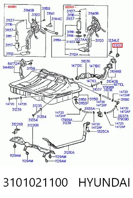 Tapa de depósito de combustible 3101021100 Hyundai/Kia