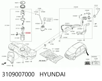 Filtro de malla de la bomba de combustible HYUNDAI 3109007000