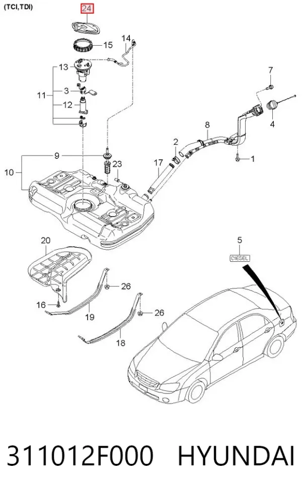 Tapon de gasolina 311012F000 Hyundai/Kia