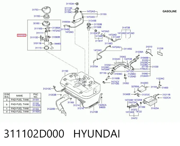 Bomba de gasolina 311102D000 Hyundai/Kia