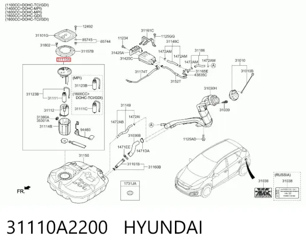 Bomba de gasolina 31110A2200 Hyundai/Kia