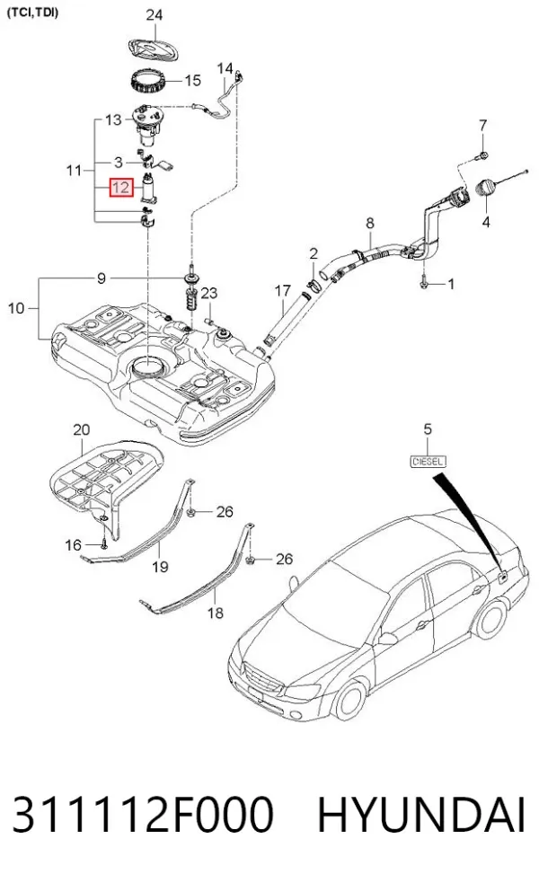 Elemento de turbina de la bomba de combustible 311112F000 Hyundai/Kia