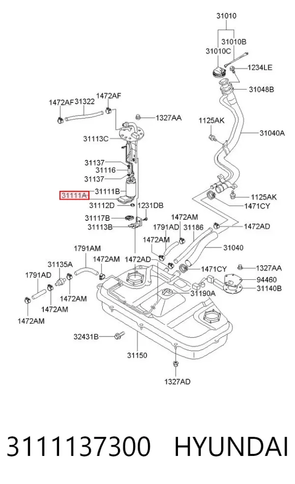 Unidad de alimentación de combustible 3111137300 Hyundai/Kia