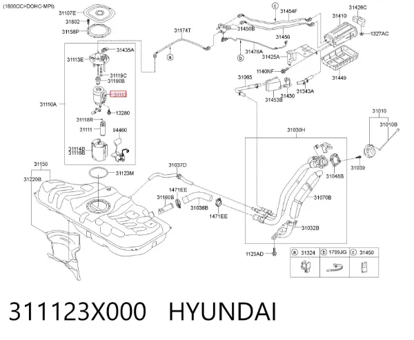 Filtro de combustible 311123X000 Hyundai/Kia