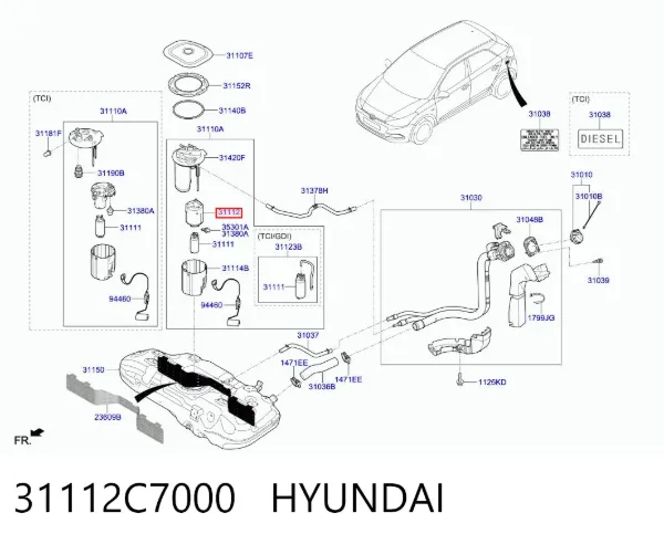 Filtro de combustible 31112C7000 Hyundai/Kia