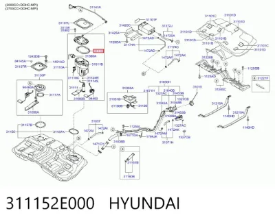Junta del sensor de nivel de combustible/bomba de combustible (depósito de combustible) HYUNDAI 311152E000