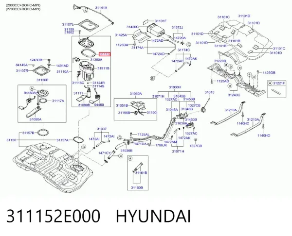 Junta del sensor de nivel de combustible/bomba de combustible (depósito de combustible) 311152E000 Hyundai/Kia