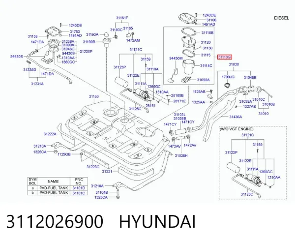 Bomba de gasolina 3112026900 Hyundai/Kia