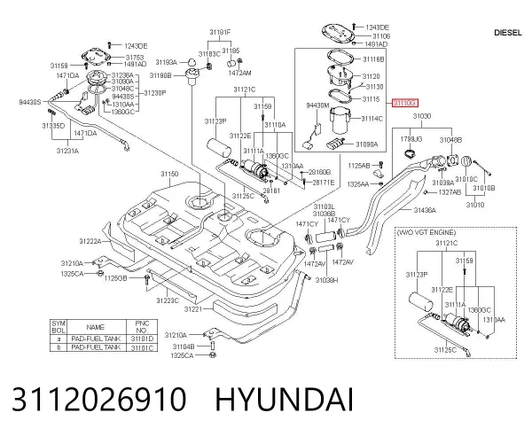 Bomba de gasolina 3112026910 Hyundai/Kia