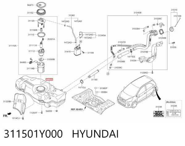 Depósito de gasolina 311501Y000 Hyundai/Kia