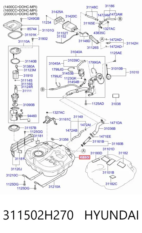 Depósito de gasolina 311502H270 Hyundai/Kia