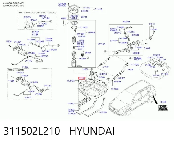 Depósito de gasolina 311502L210 Hyundai/Kia
