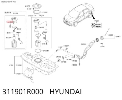 Válvula reguladora de presión del sistema common rail HYUNDAI 311901R000