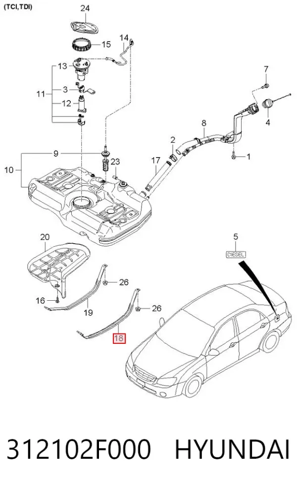Soporte del tanque de combustible 312102F000 Hyundai/Kia