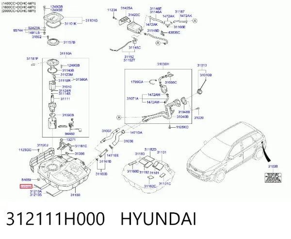 Soporte del tanque de combustible 312111H000 Hyundai/Kia