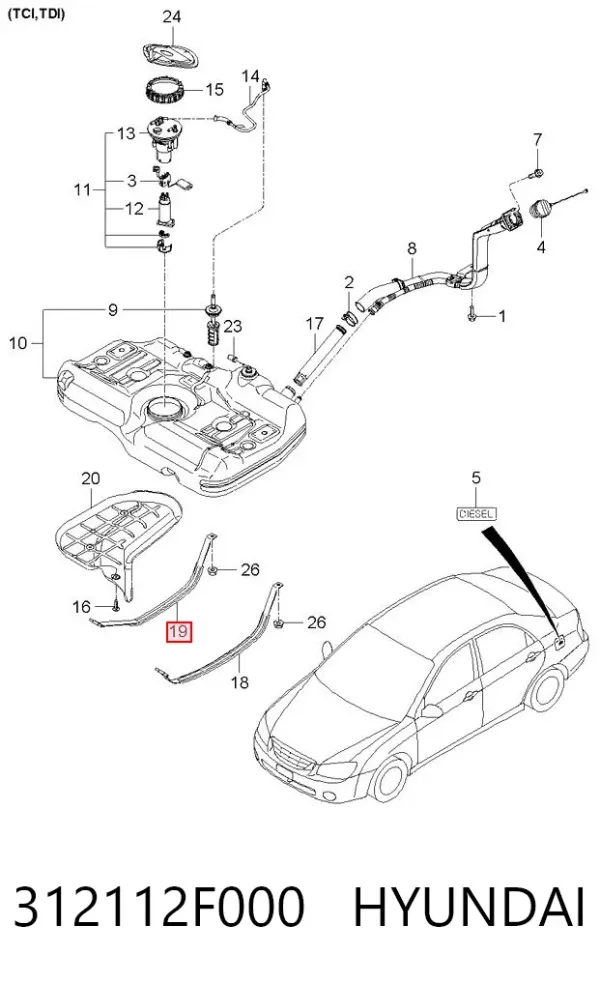 Soporte del tanque de combustible 312112F000 Hyundai/Kia