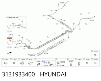 Anillo de sellado de la tubería de combustible HYUNDAI 3131933400