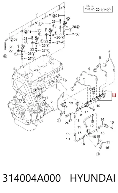 Rampa de combustible HYUNDAI 314004A000