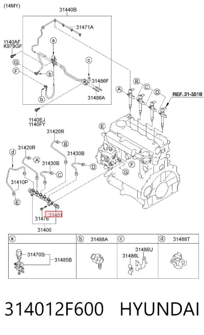Sensor de presión de combustible HYUNDAI 314012F600