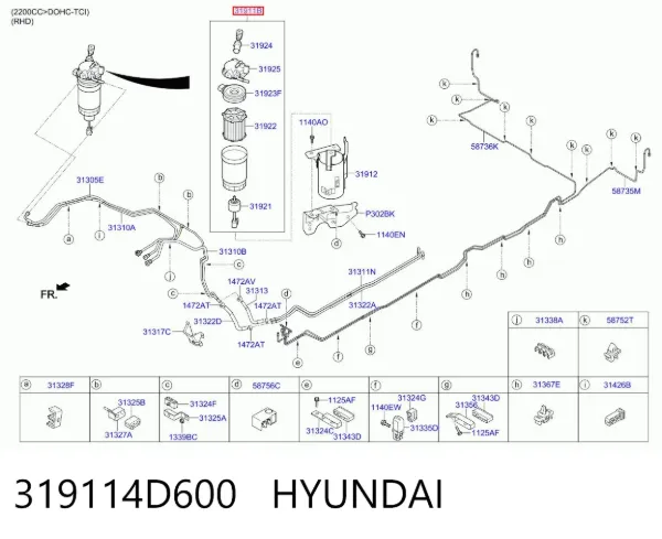 Filtro de combustible 319114D600 Hyundai/Kia