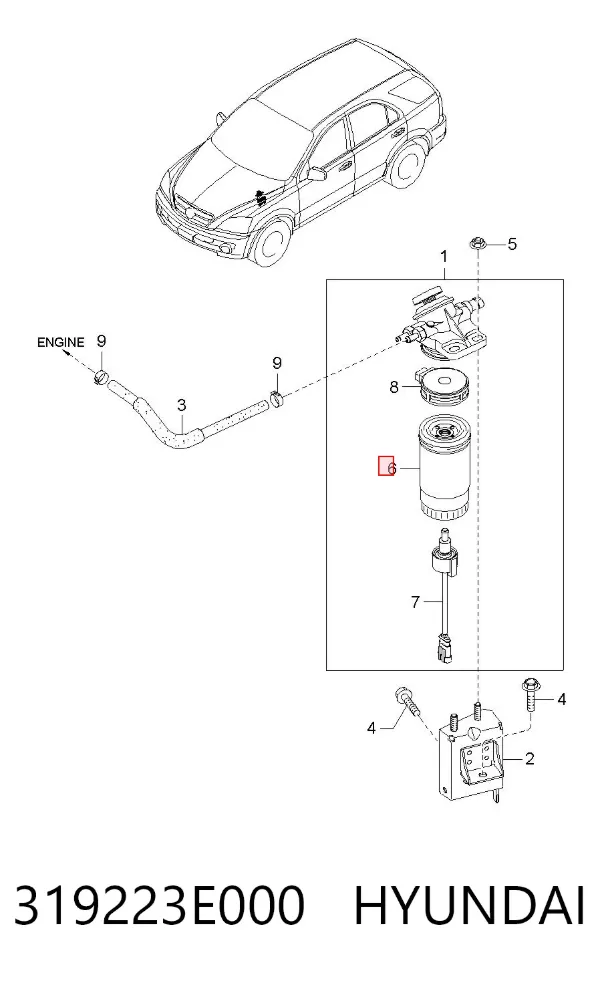 Filtro de combustible 319223E000 Hyundai/Kia
