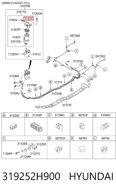 Carcasa del filtro de combustible HYUNDAI 319252H900
