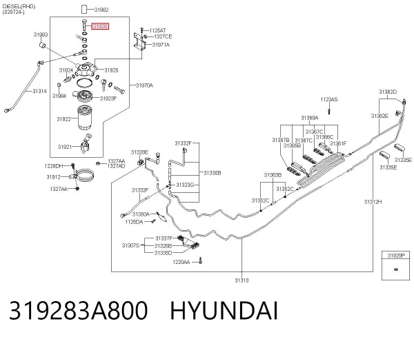 Sensor de nivel de agua del filtro de combustible 319283A800 Hyundai/Kia