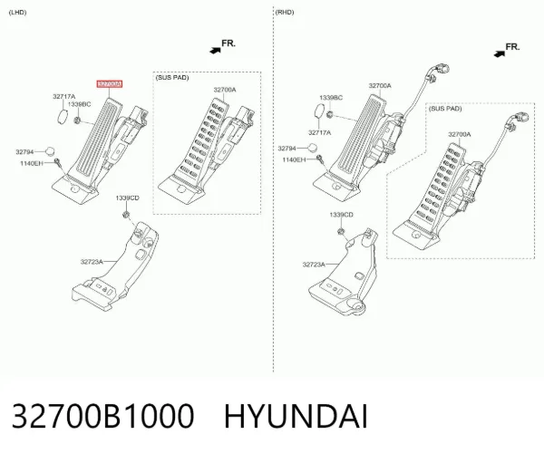 Pedal del acelerador 32700B1000 Hyundai/Kia