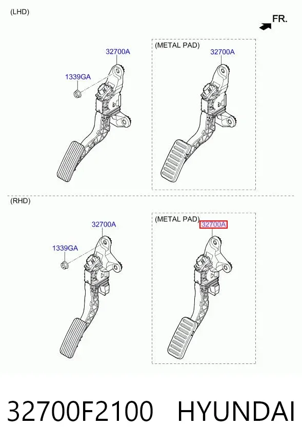 Pedal del acelerador 32700F2100 Hyundai/Kia
