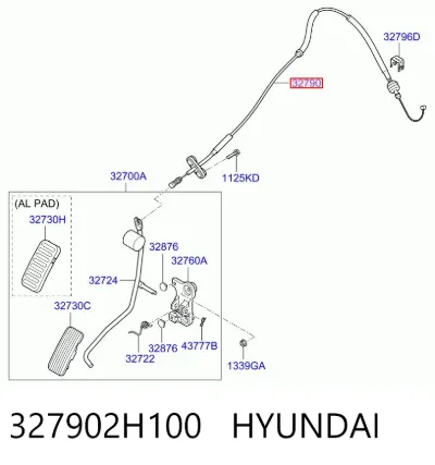 Cable del acelerador HYUNDAI 327902H100