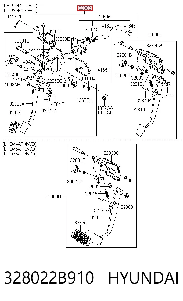 Pedal embrague Hyundai Santa Fe II