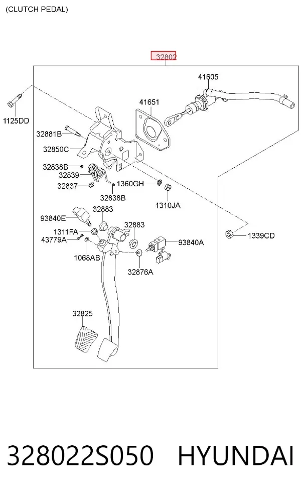 Pedal embrague 328022S050 Hyundai/Kia