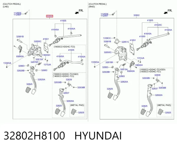 Pedal embrague 32802H8100 Hyundai/Kia