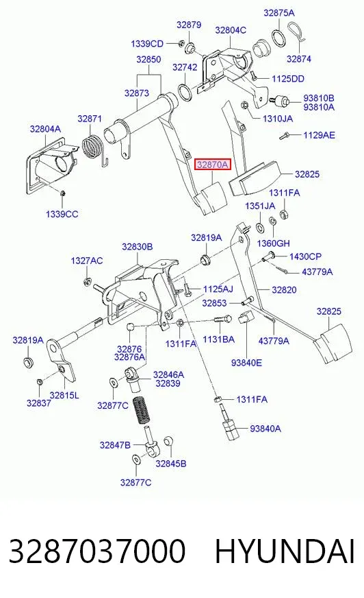 Cubierta del pedal de embrague 3287037000 Hyundai/Kia