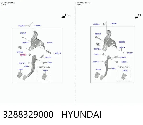 Casquillo del eje del pedal de embrague 3288329000 Hyundai/Kia