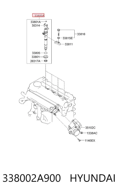 Inyector de combustible HYUNDAI 338002A900