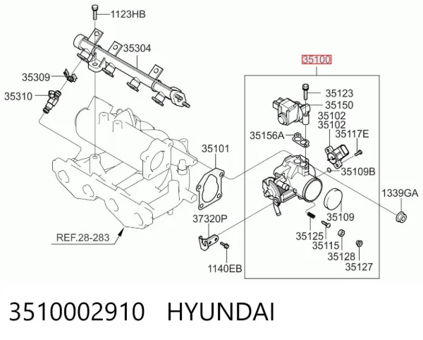 Cuerpo de mariposa 3510002910 Hyundai/Kia