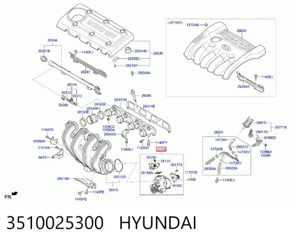 Cuerpo de mariposa 3510025300 Hyundai/Kia