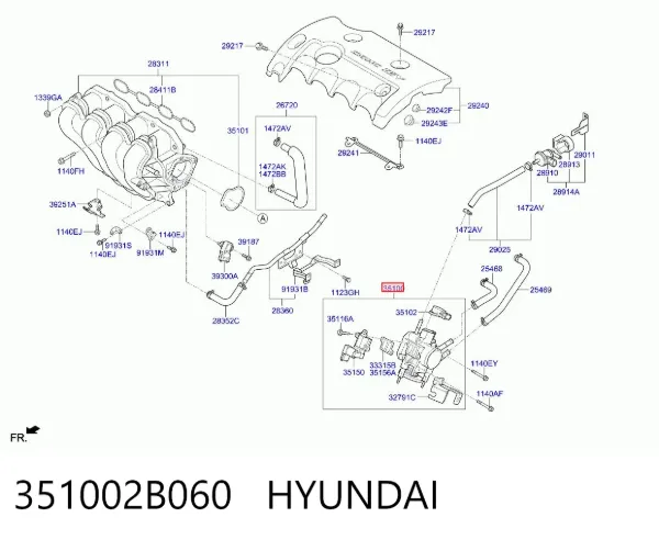 Cuerpo de mariposa 351002B060 Hyundai/Kia