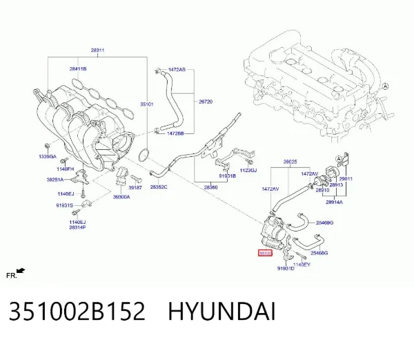 Cuerpo de mariposa 351002B152 Hyundai/Kia