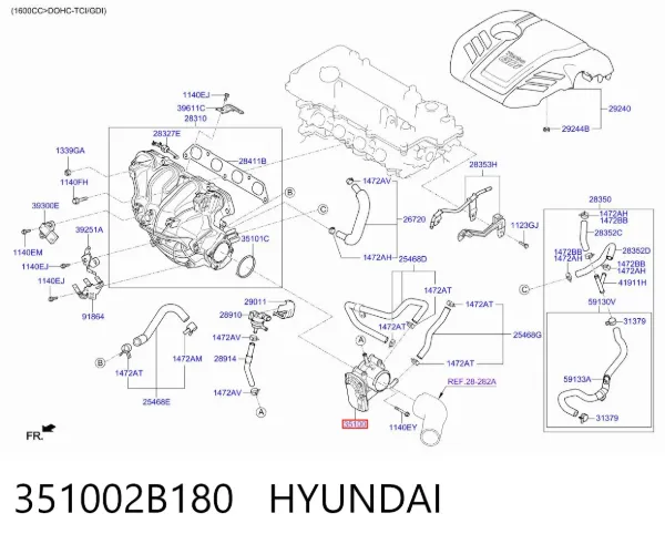 Cuerpo de mariposa 351002B180 Hyundai/Kia