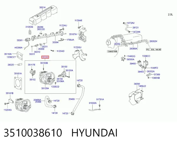 Cuerpo de mariposa Hyundai Sonata IV
