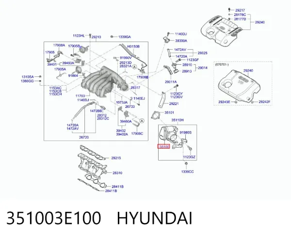 Cuerpo de mariposa 351003E100 Hyundai/Kia