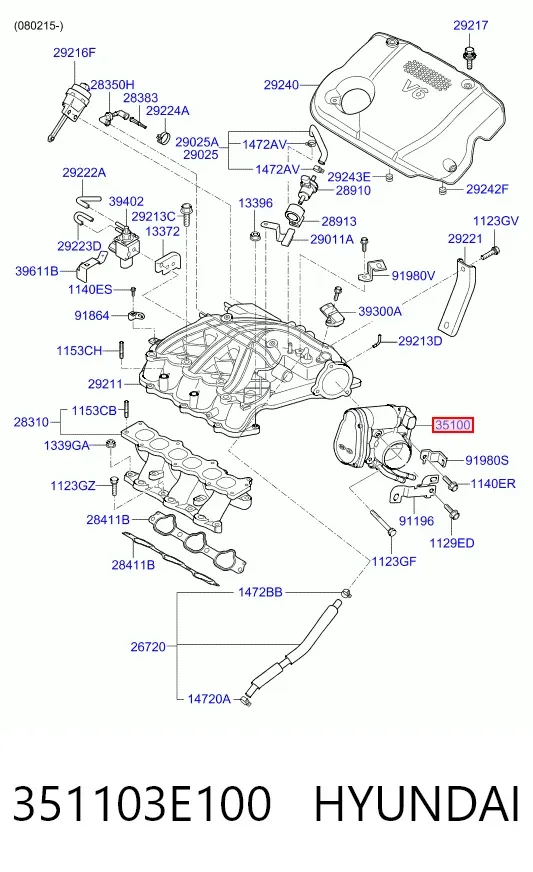 Cuerpo de mariposa 351103E100 Hyundai/Kia