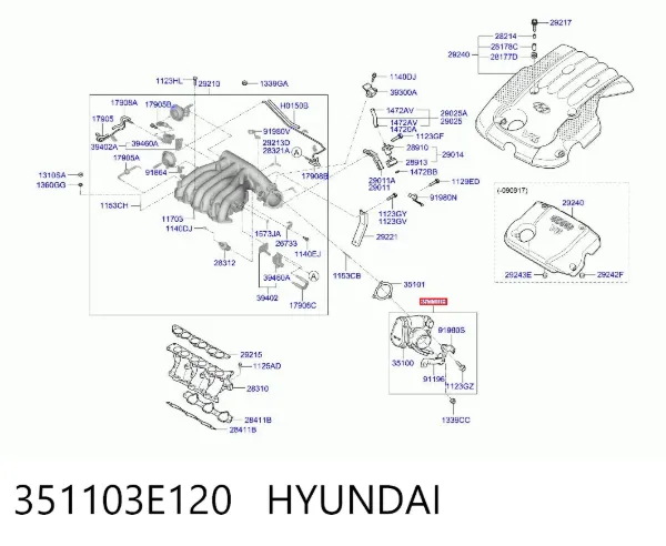 Cuerpo de mariposa 351103E120 Hyundai/Kia