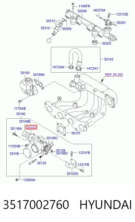 Cuerpo de mariposa 3517002760 Hyundai/Kia