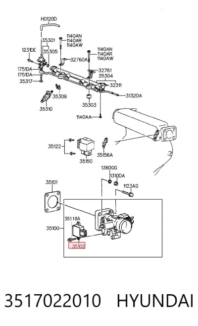 Sensor de posición del acelerador HYUNDAI 3517022010