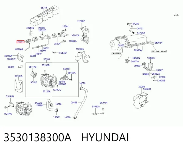Regulador de presión de combustible Hyundai Sonata IV